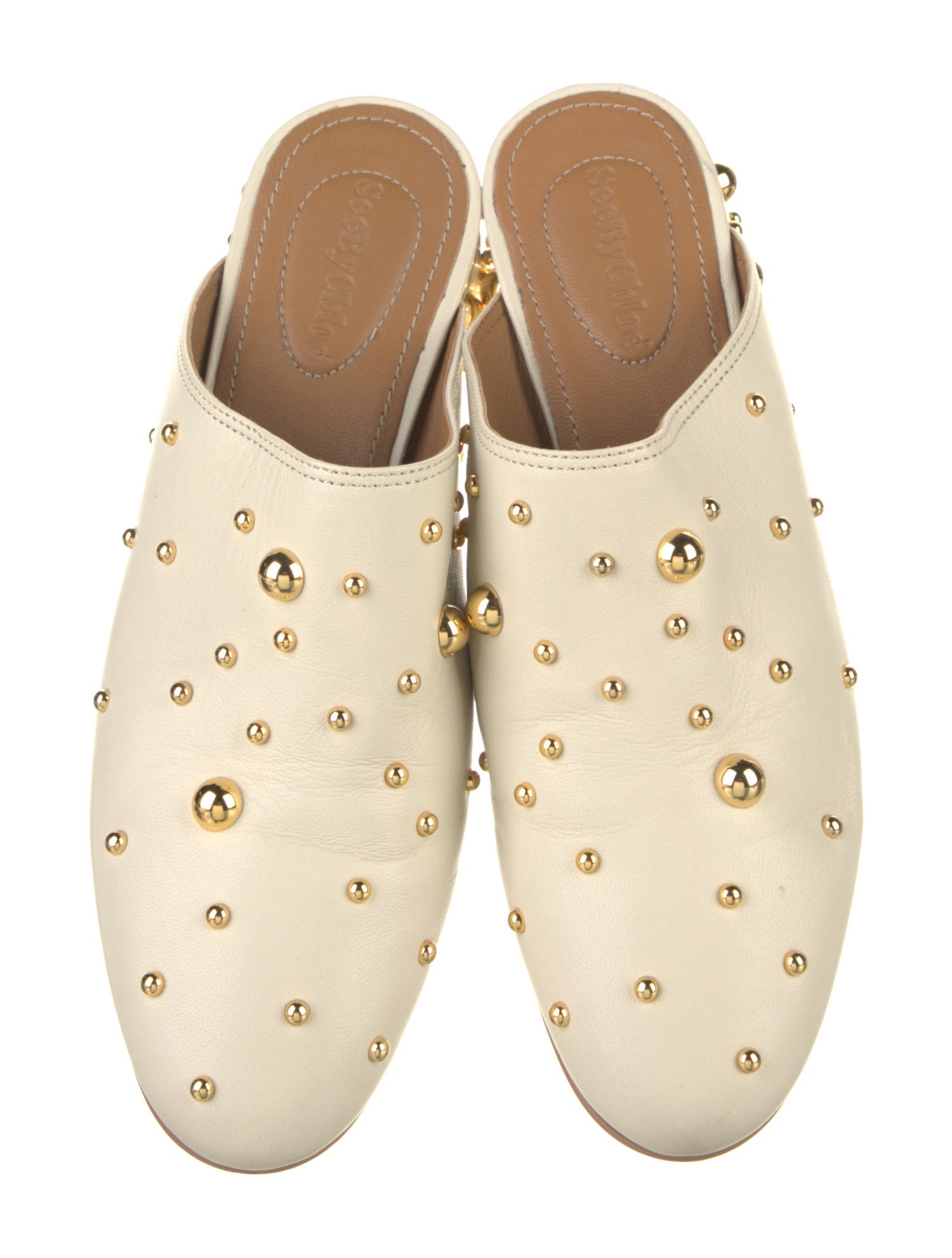 See by Chloé Leather Studded Accents Mules