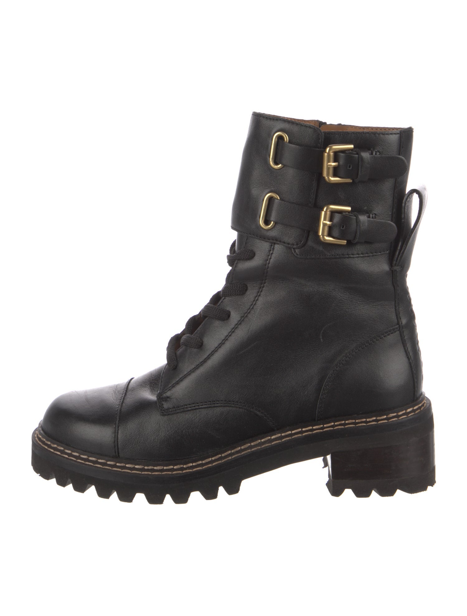 See by Chloé Leather Combat Boots