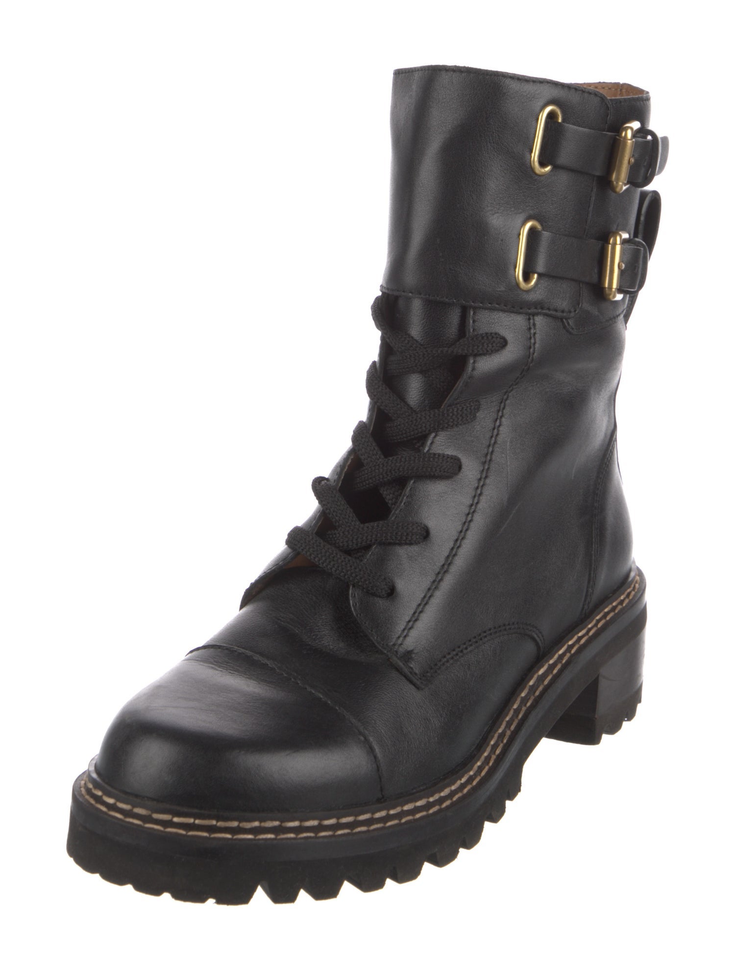 See by Chloé Leather Combat Boots