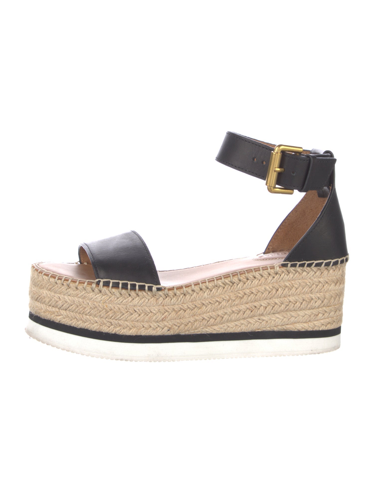 See by Chloé Leather Whipstitch Trim Espadrilles