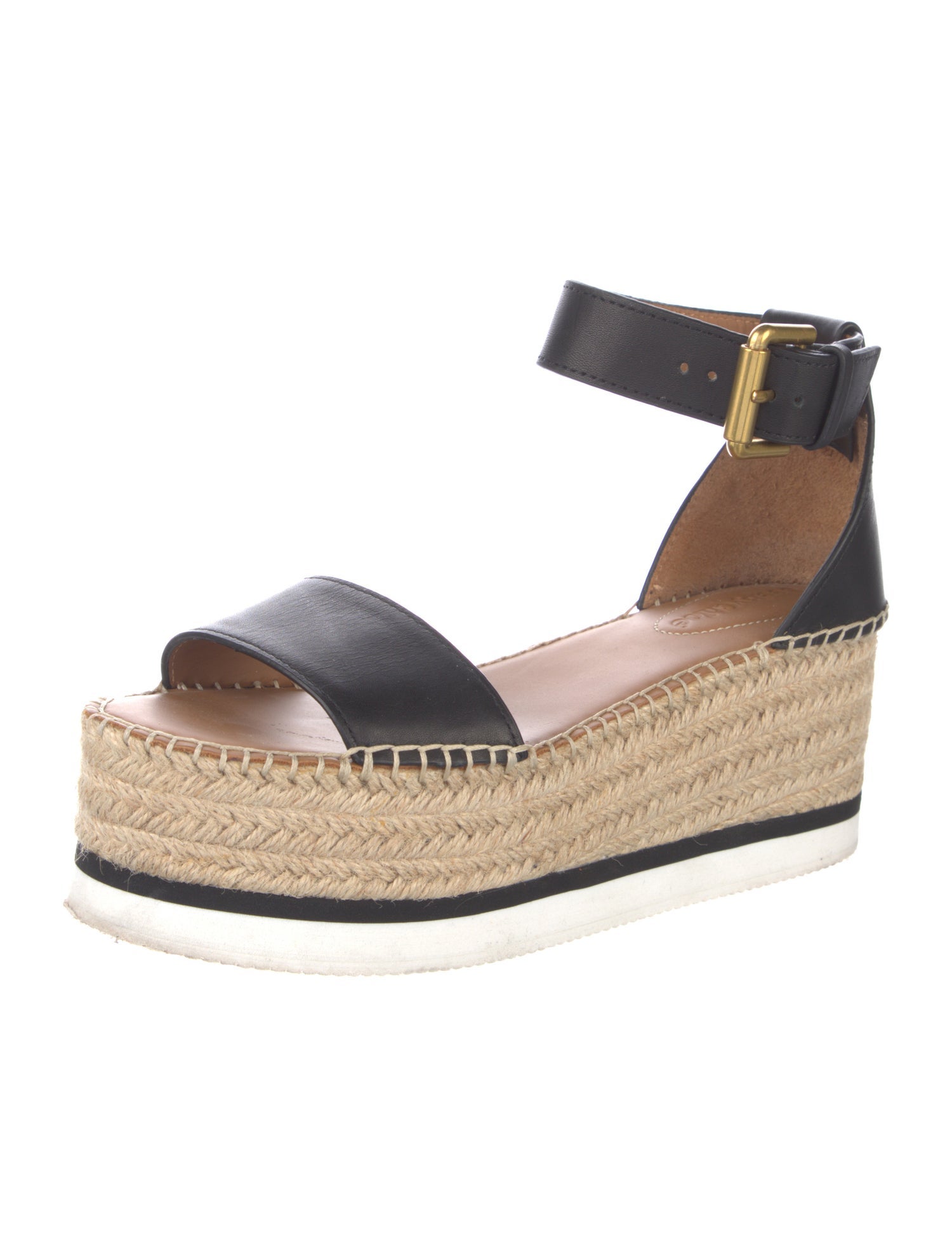 See by Chloé Leather Whipstitch Trim Espadrilles