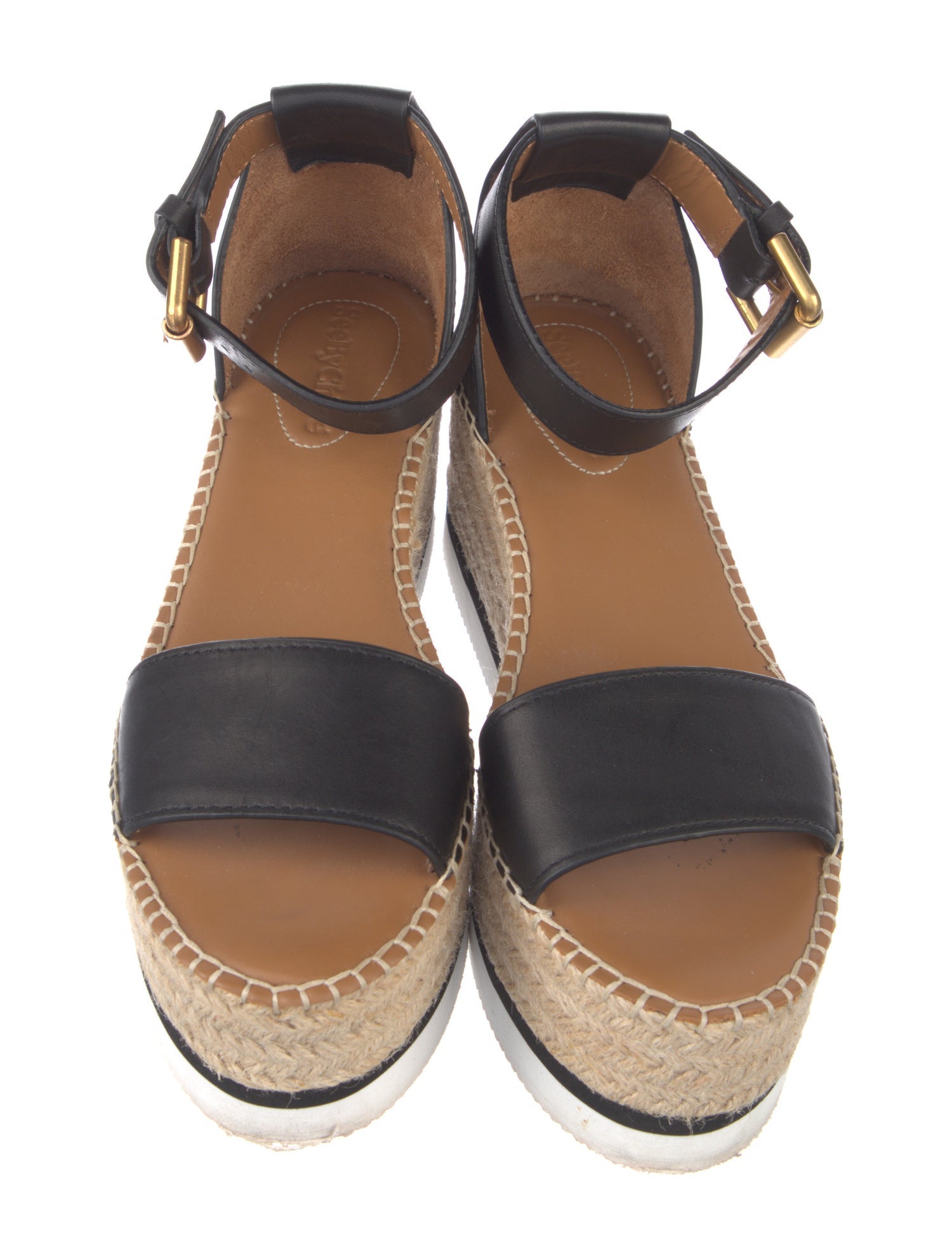 See by Chloé Leather Whipstitch Trim Espadrilles