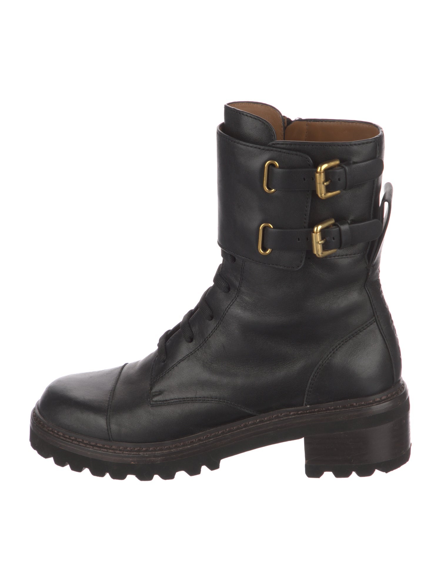See by Chloé Leather Combat Boots