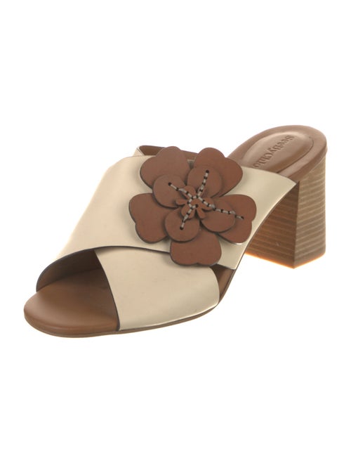 See by Chloé Leather Floral Print Slides