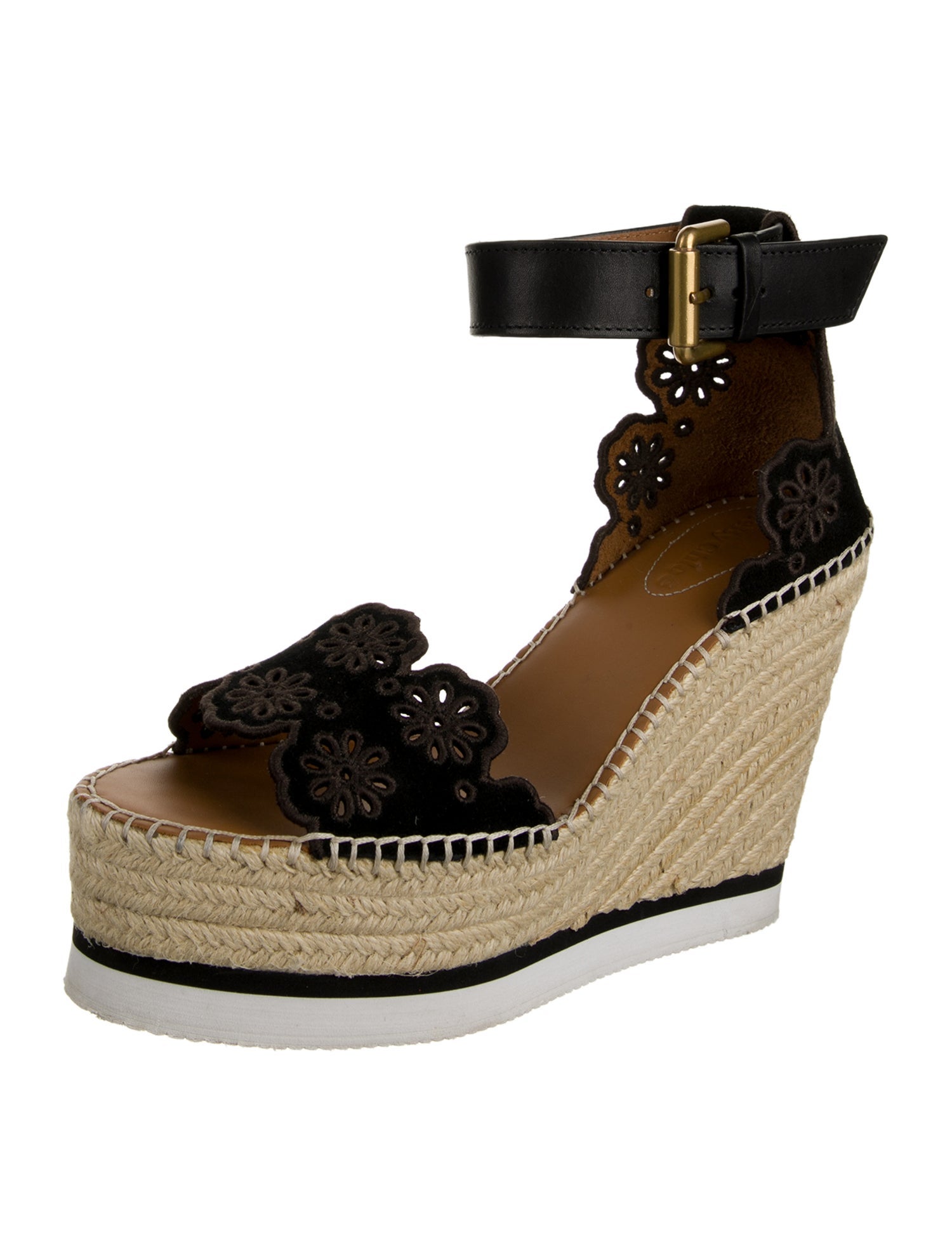 See by Chloé Suede Eyelet Trim Espadrilles