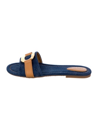 See by Chloé Denim Colorblock Pattern Slides