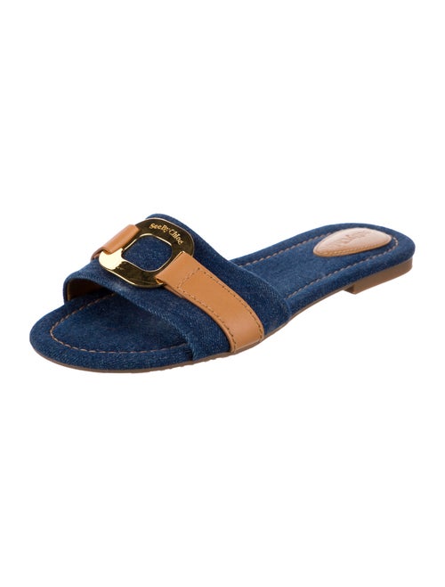 See by Chloé Denim Colorblock Pattern Slides