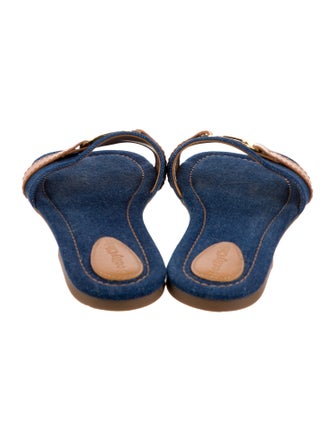 See by Chloé Denim Colorblock Pattern Slides