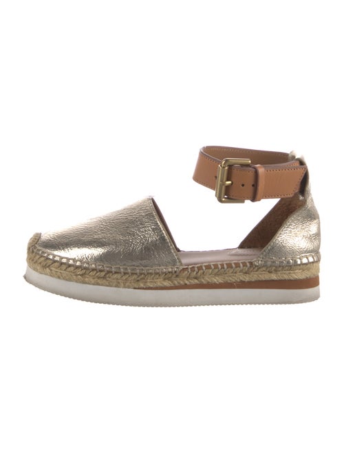 See by Chloé Leather Raw-Edge Trim Espadrilles