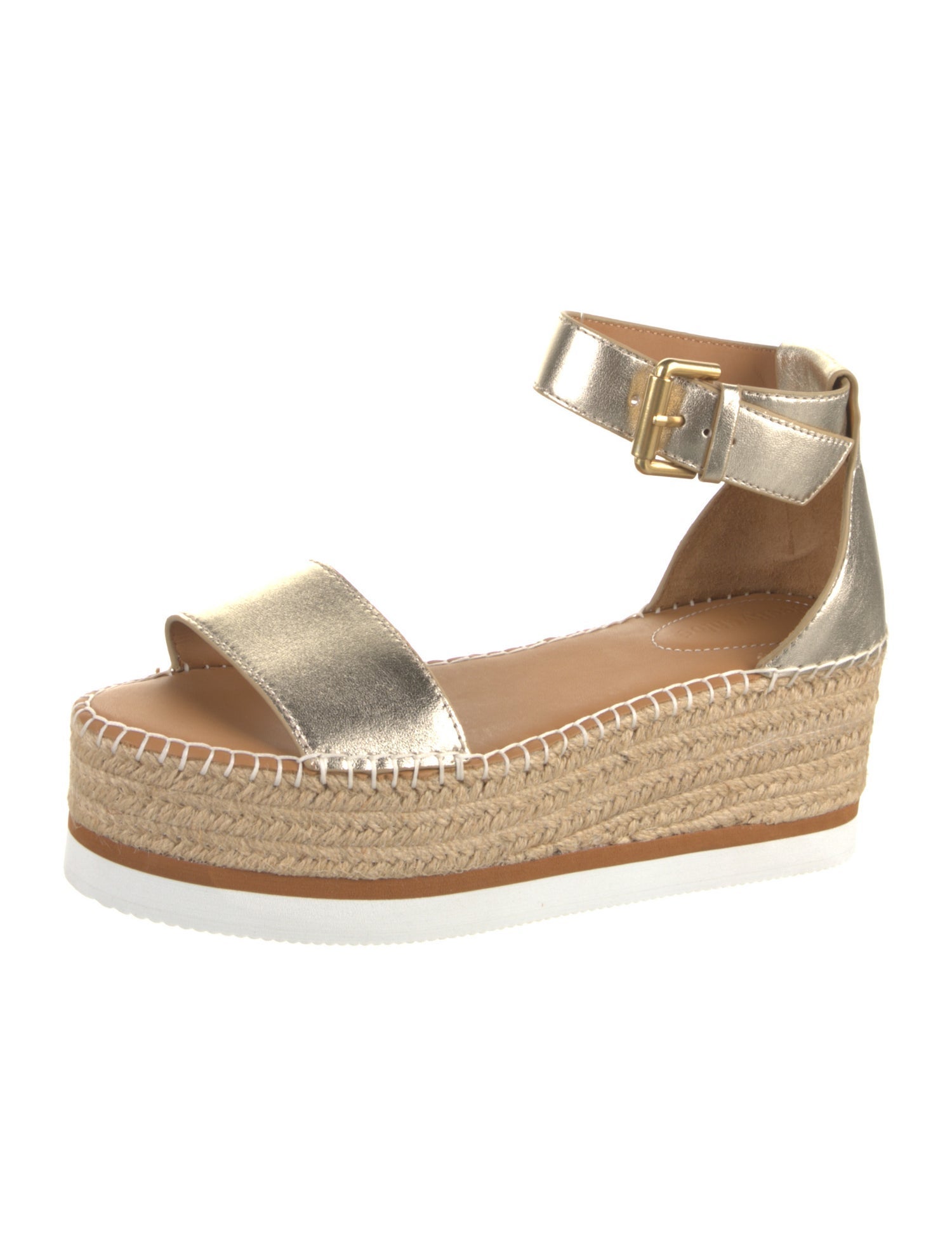 See by Chloé Leather Whipstitch Trim Espadrilles