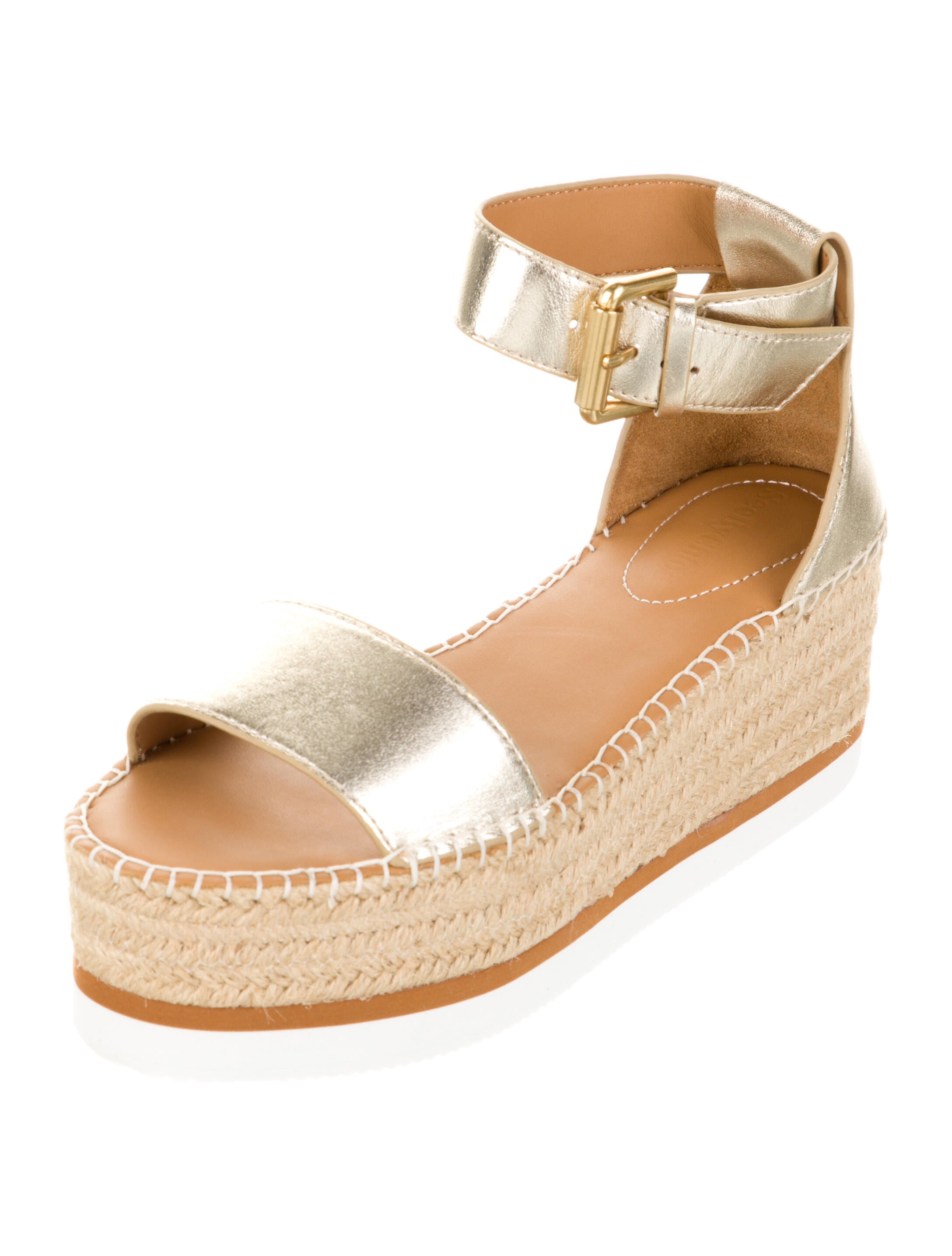 See by Chloé Leather Whipstitch Trim Espadrilles