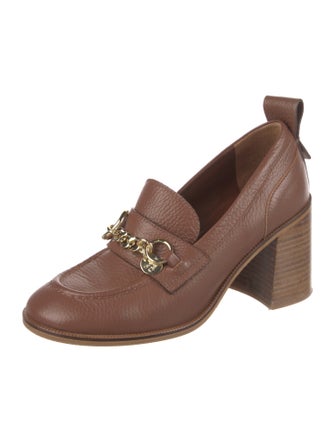 See by Chloé Leather Chain-Link Accents Pumps