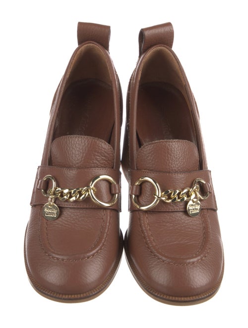 See by Chloé Leather Chain-Link Accents Pumps