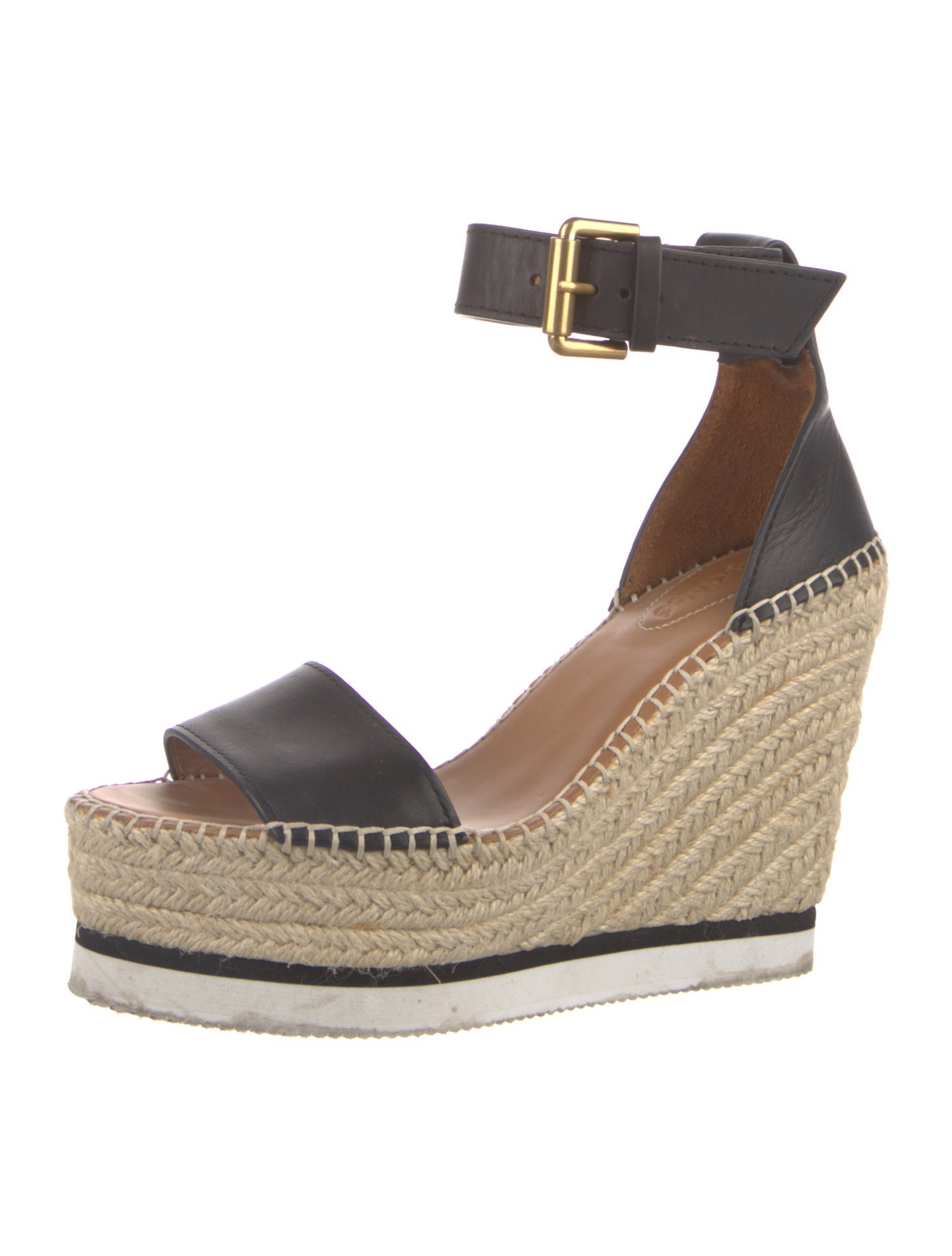 See by Chloé Leather Whipstitch Trim Espadrilles