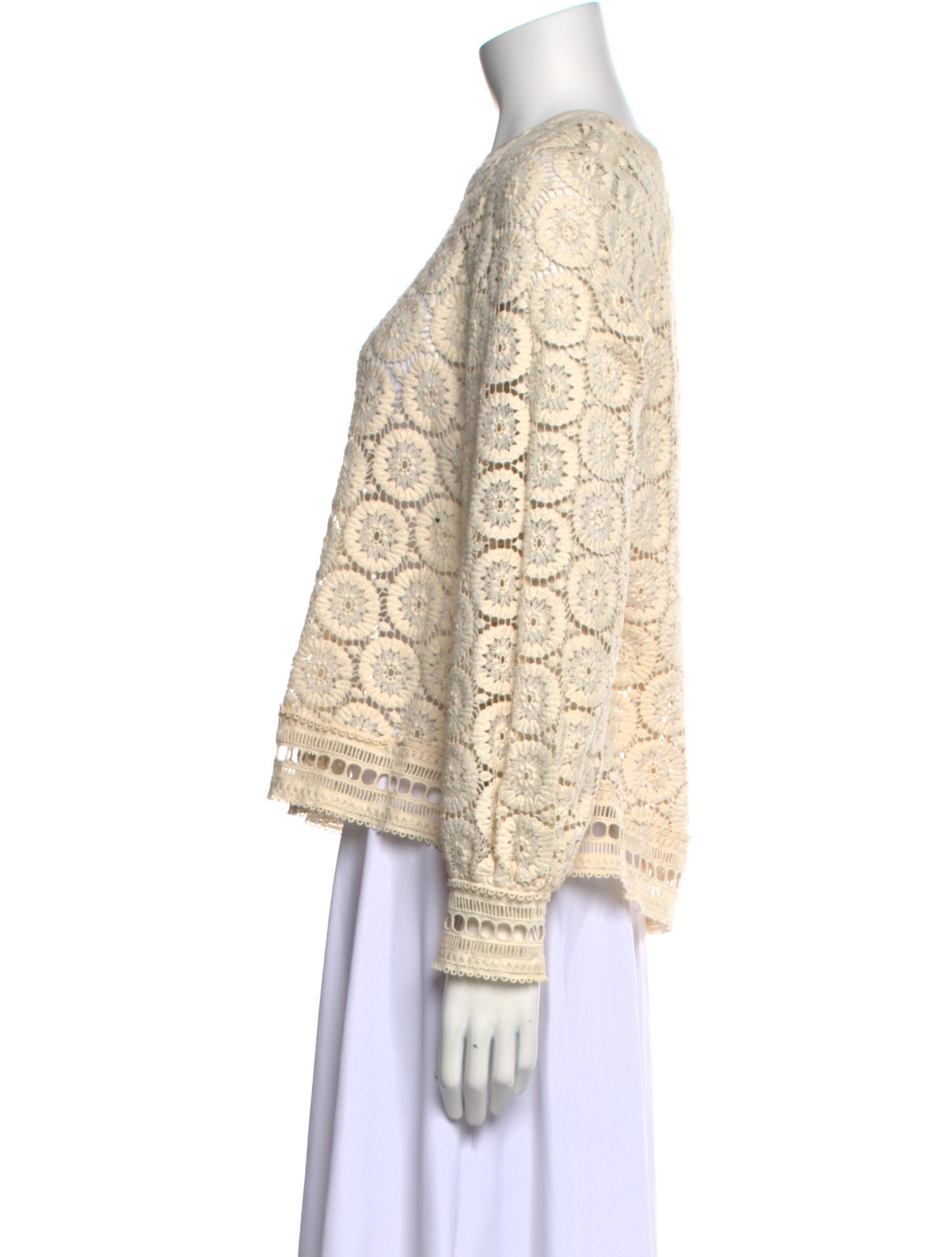 See by Chloé Lace Pattern Scoop Neck Blouse