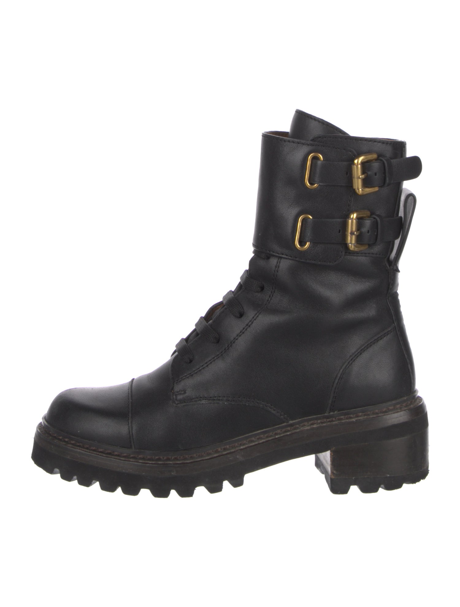 See by Chloé Leather Combat Boots