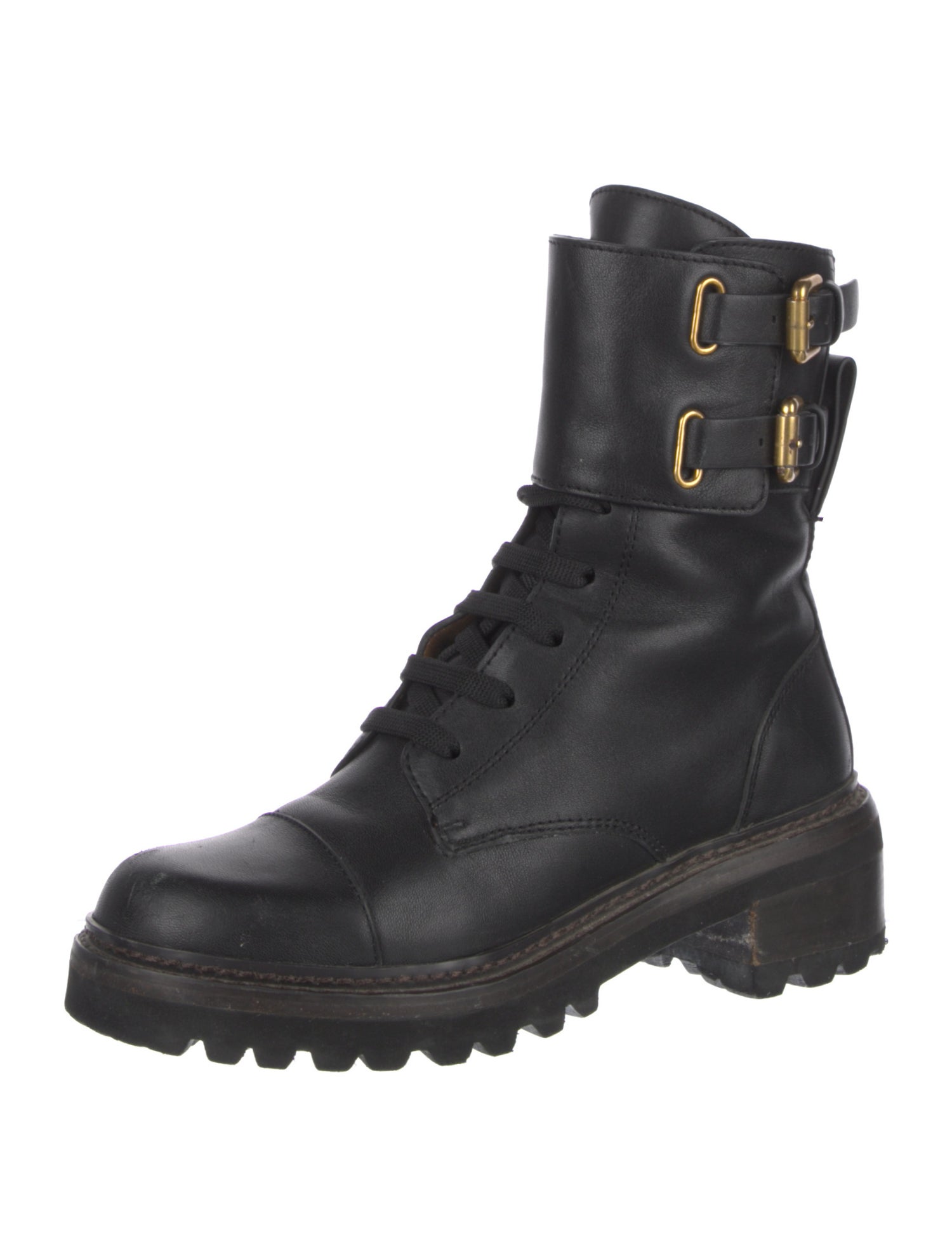 See by Chloé Leather Combat Boots