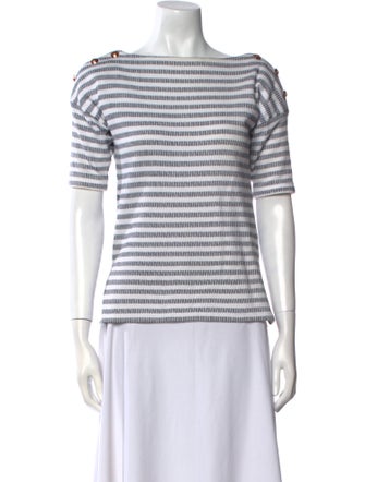 See by Chloé Striped Bateau Neckline Top