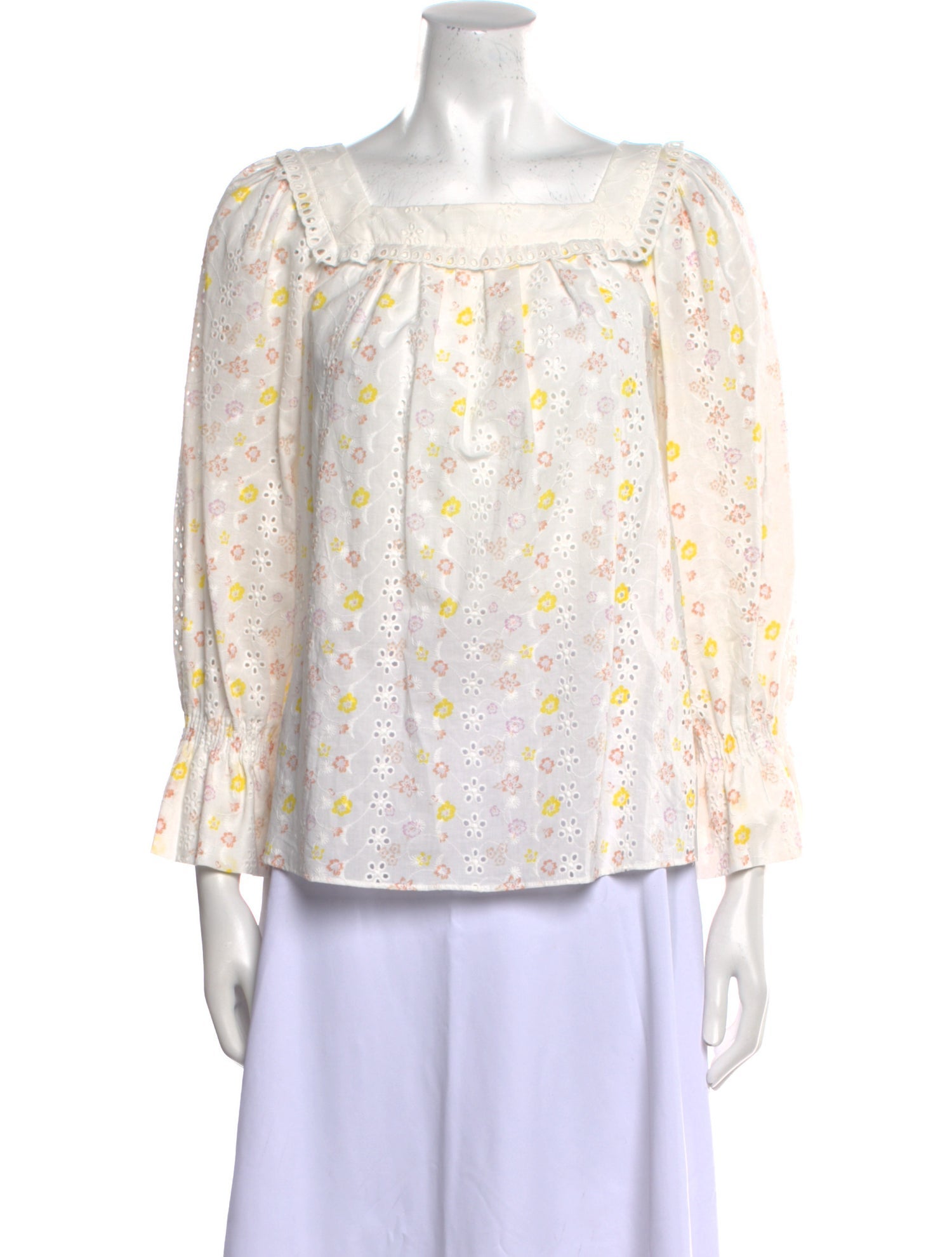 See by Chloé Floral Print Square Neckline Blouse