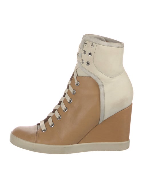 See by Chloé Leather Grosgrain Trim Lace-Up Boots
