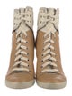 See by Chloé Leather Grosgrain Trim Lace-Up Boots