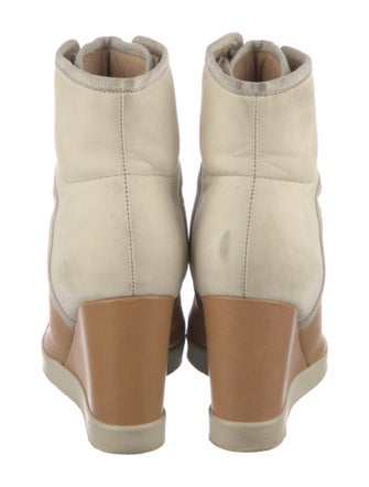 See by Chloé Leather Grosgrain Trim Lace-Up Boots