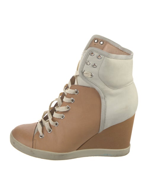 See by Chloé Leather Colorblock Pattern Lace-Up Boots