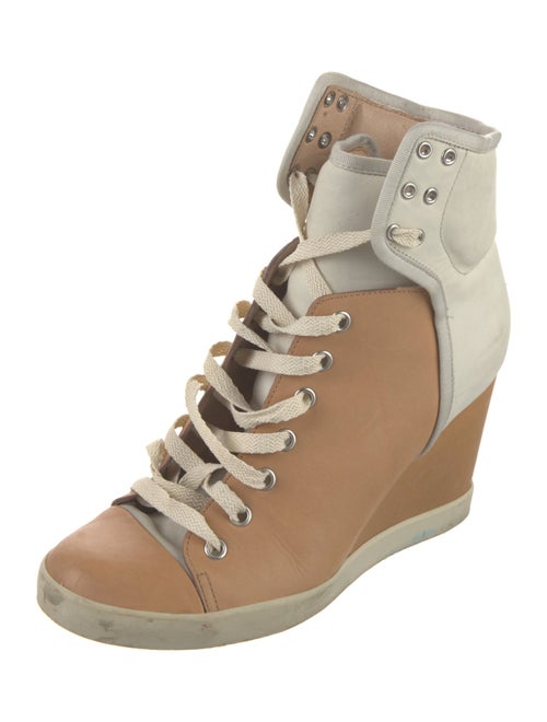 See by Chloé Leather Colorblock Pattern Lace-Up Boots