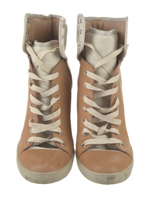 See by Chloé Leather Colorblock Pattern Lace-Up Boots