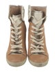 See by Chloé Leather Colorblock Pattern Lace-Up Boots