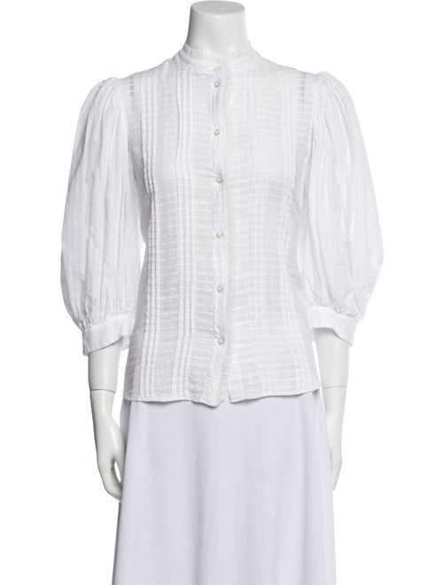 See by Chloé Plaid Print Mock Neck Button-Up Top