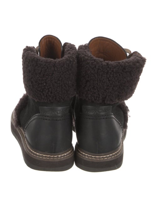 See by Chloé Suede Fur Trim Combat Boots