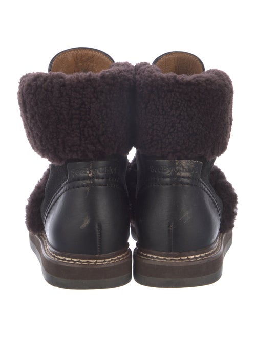 See by Chloé Suede Colorblock Pattern Lace-Up Boots