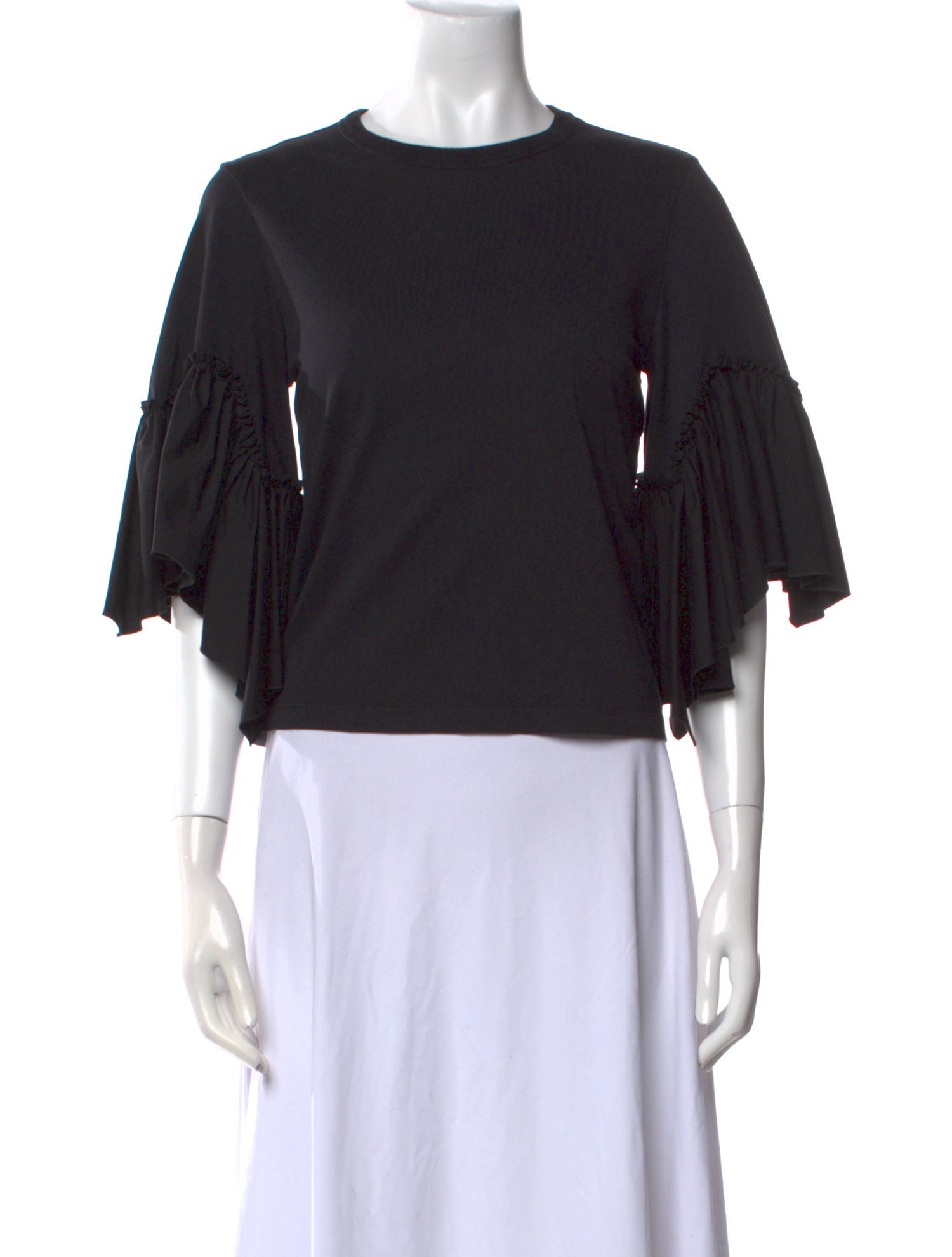 See by Chloé Crew Neck Three-Quarter Sleeve Crop Top