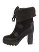 See by Chloé Suede Faux Fur Trim Lace-Up Boots
