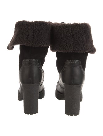 See by Chloé Suede Faux Fur Trim Lace-Up Boots