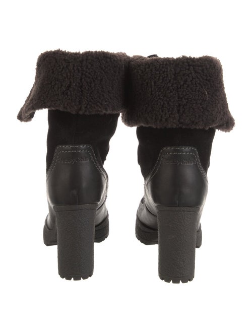 See by Chloé Suede Faux Fur Trim Lace-Up Boots