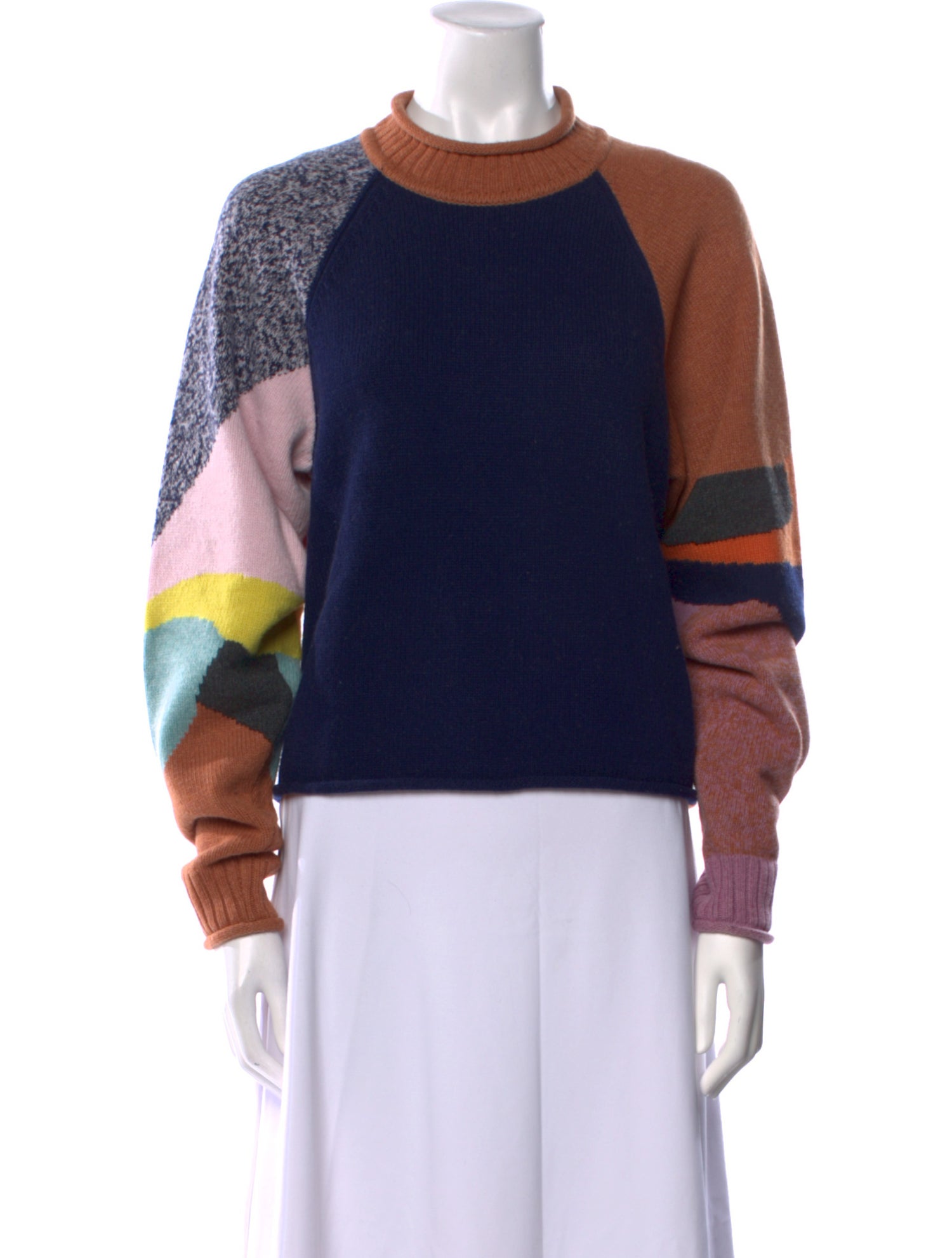 See by Chloé Wool Colorblock Pattern Sweater