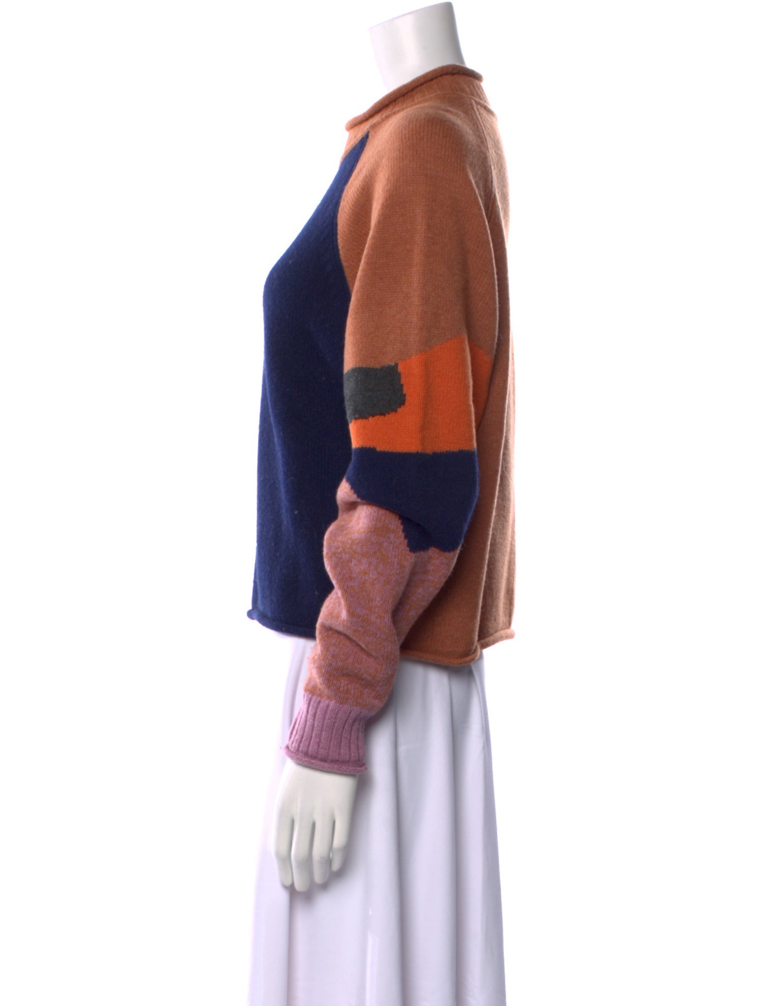 See by Chloé Wool Colorblock Pattern Sweater