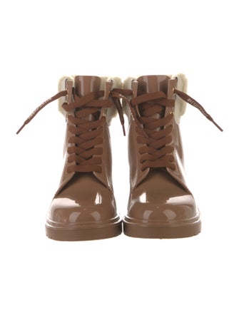 See by Chloé Rubber Fur Trim Rain Boots