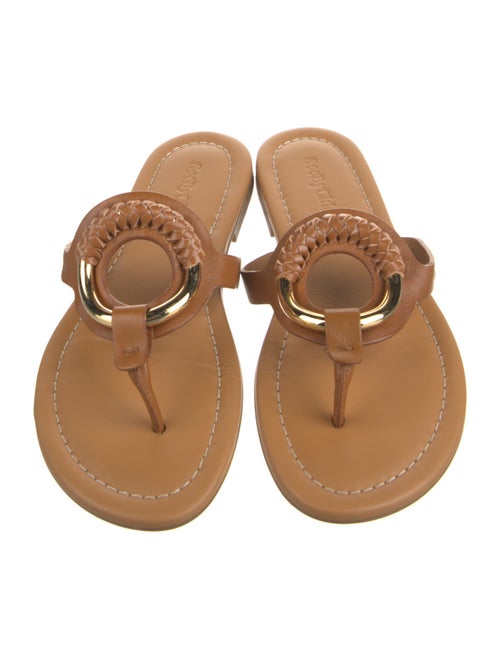 See by Chloé Leather Braided Accents Slides