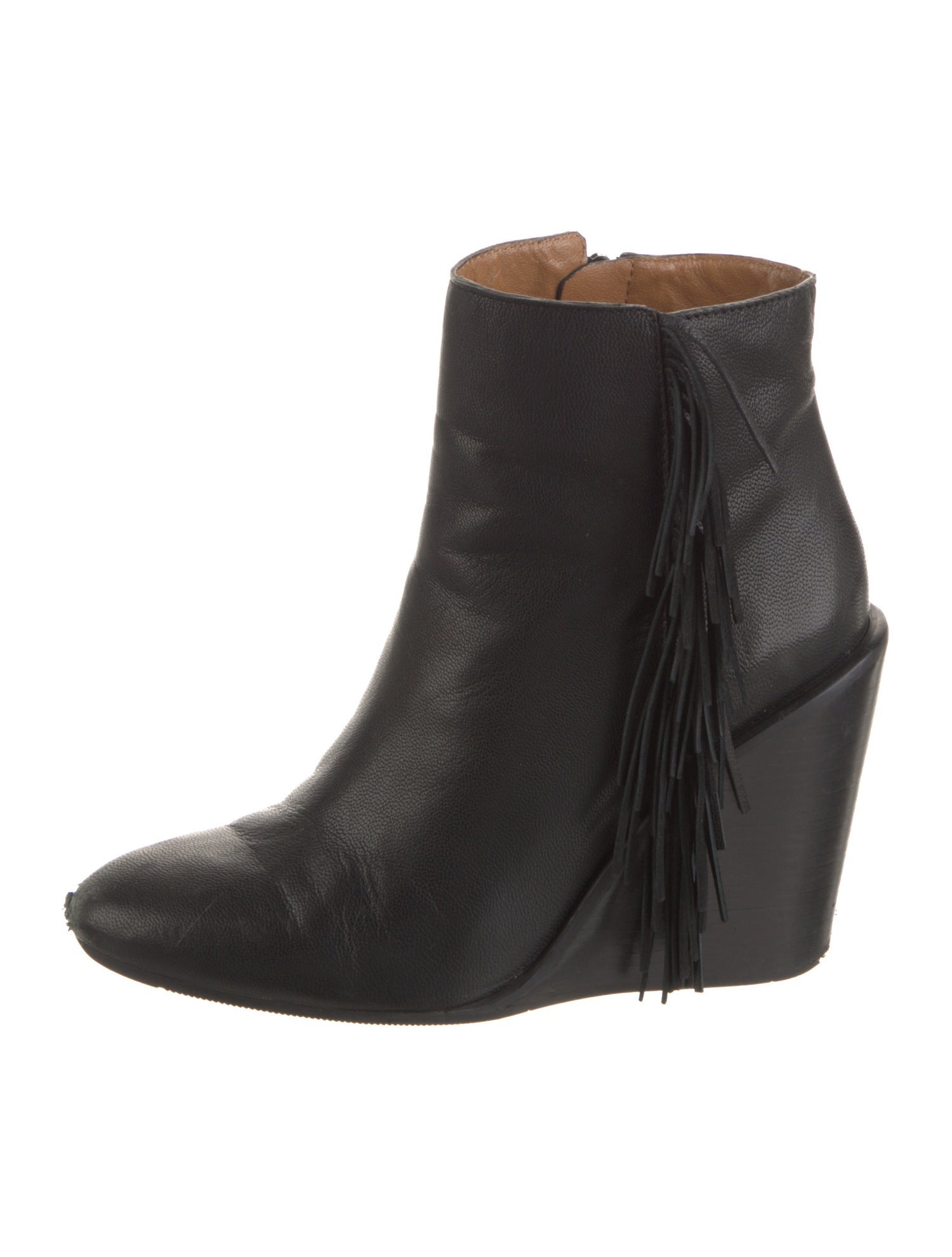 See by Chloé Leather Fringe Trim Accent Boots