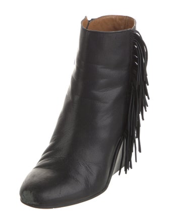 See by Chloé Leather Fringe Trim Accent Boots