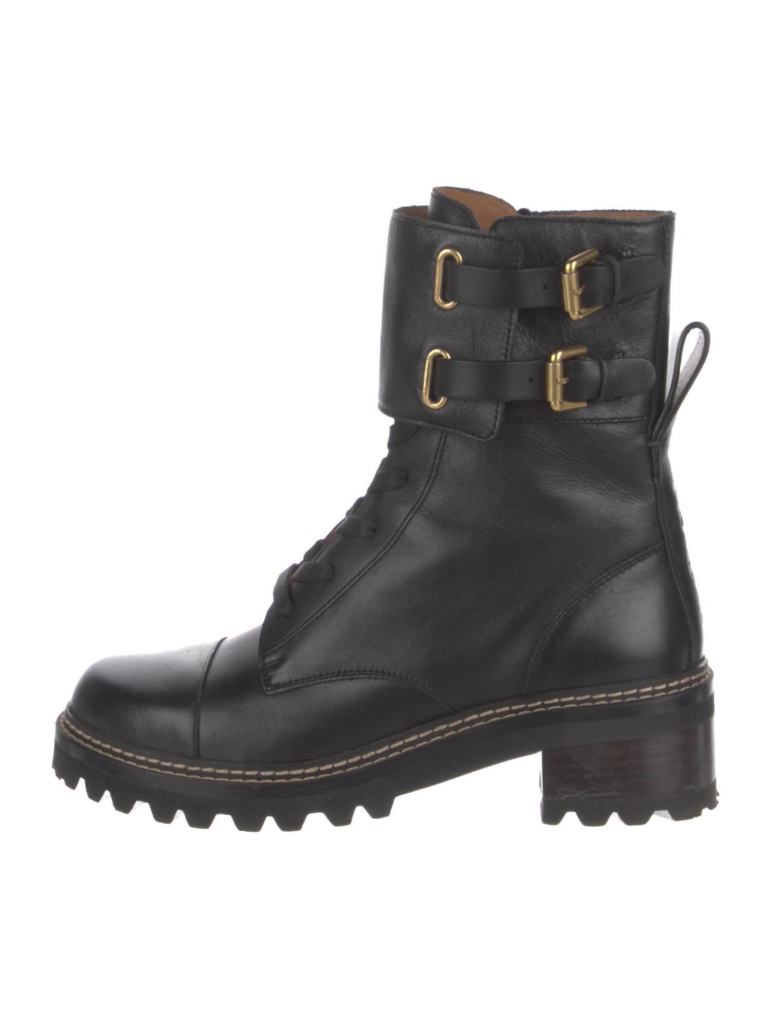 See by Chloé Leather Combat Boots