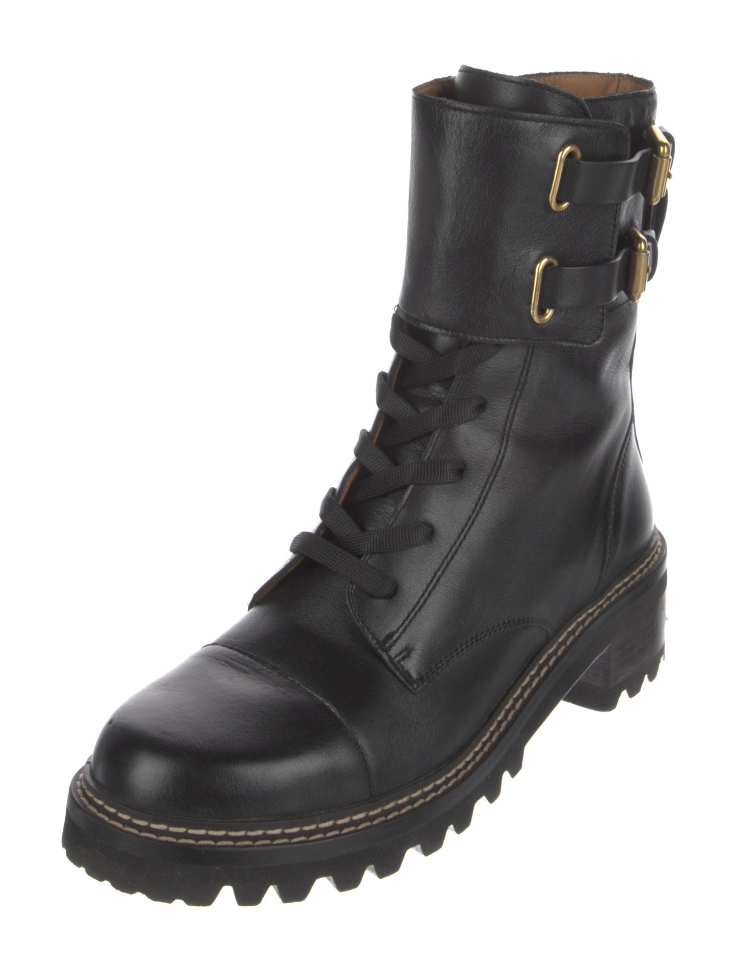 See by Chloé Leather Combat Boots