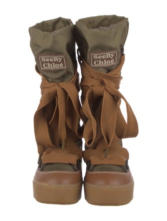 See by Chloé Colorblock Pattern Lace-Up Boots