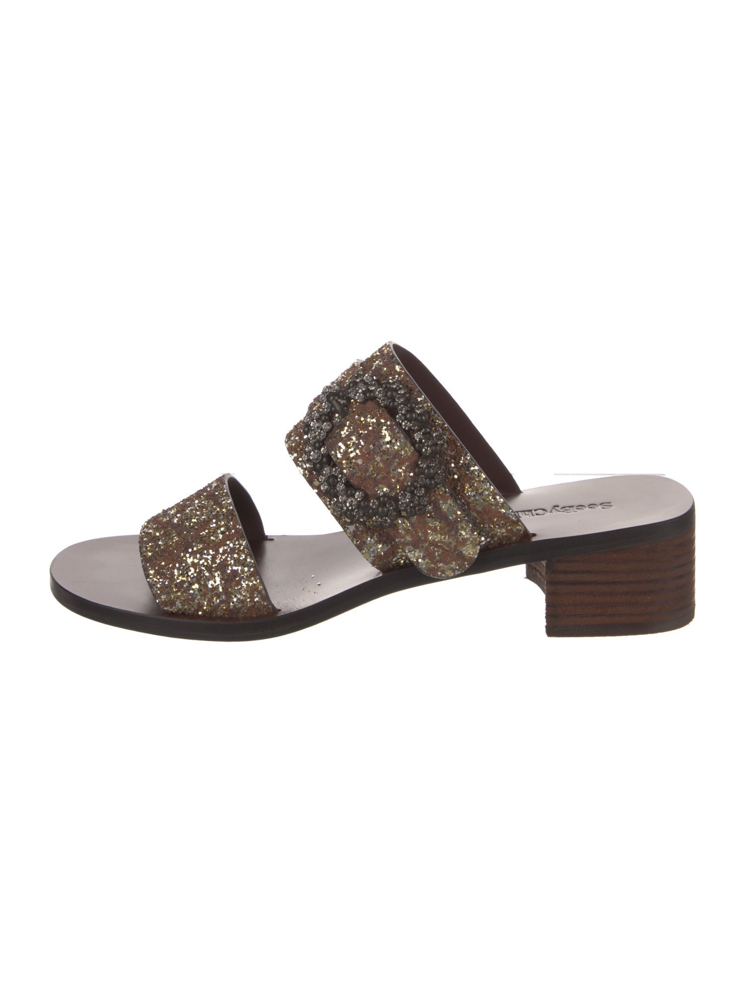See by Chloé Glitter Glitter Accents Slides w/ Tags