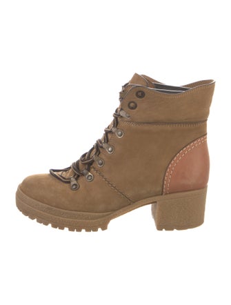 See by Chloé Suede Leather Trim Embellishment Hiking Boots
