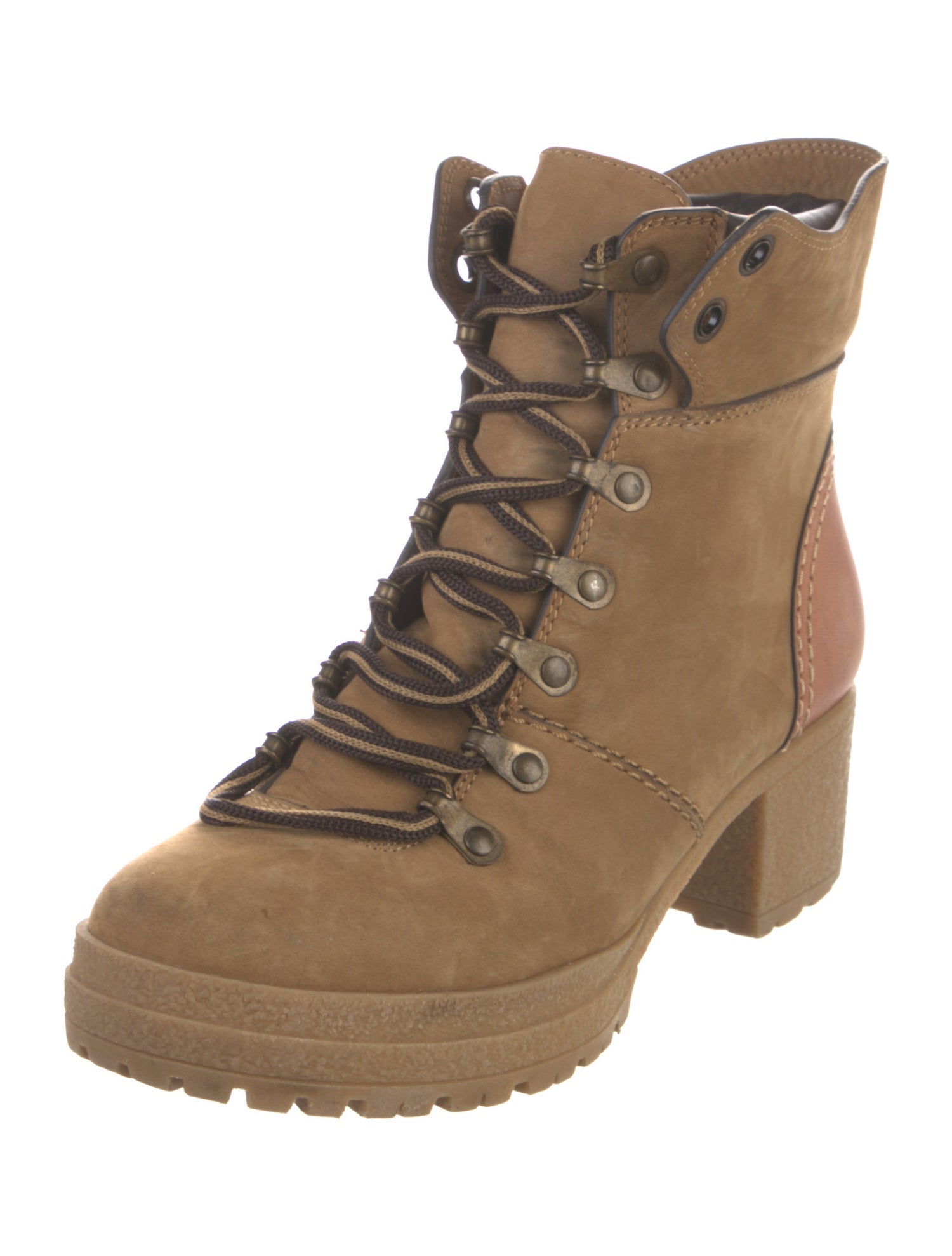 See by Chloé Suede Leather Trim Embellishment Hiking Boots