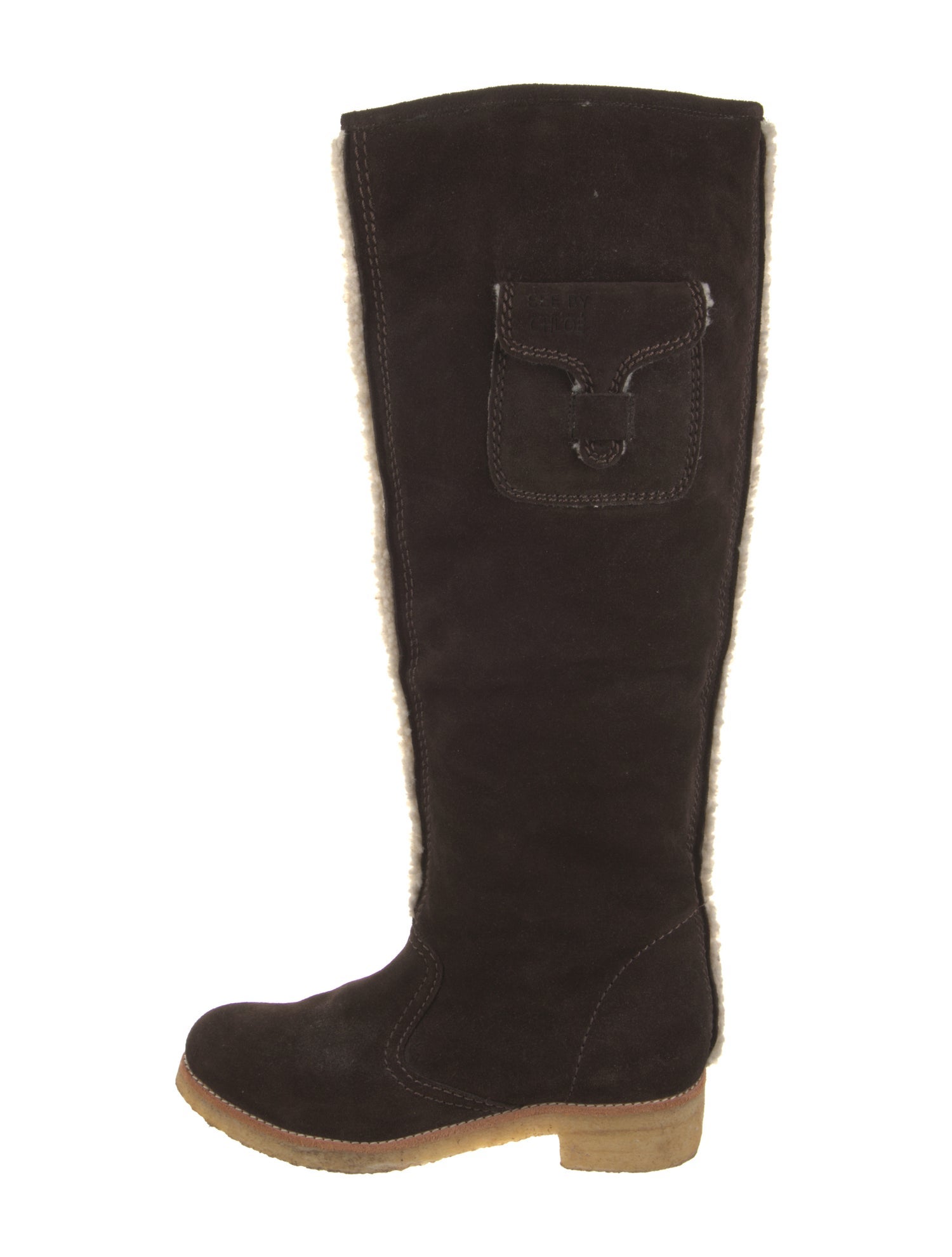 See by Chloé Suede Fur Trim Riding Boots